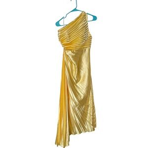 Wear Your Love Dress Women Size 8 Yellow New One Shoulder Pleated Maxi Gown